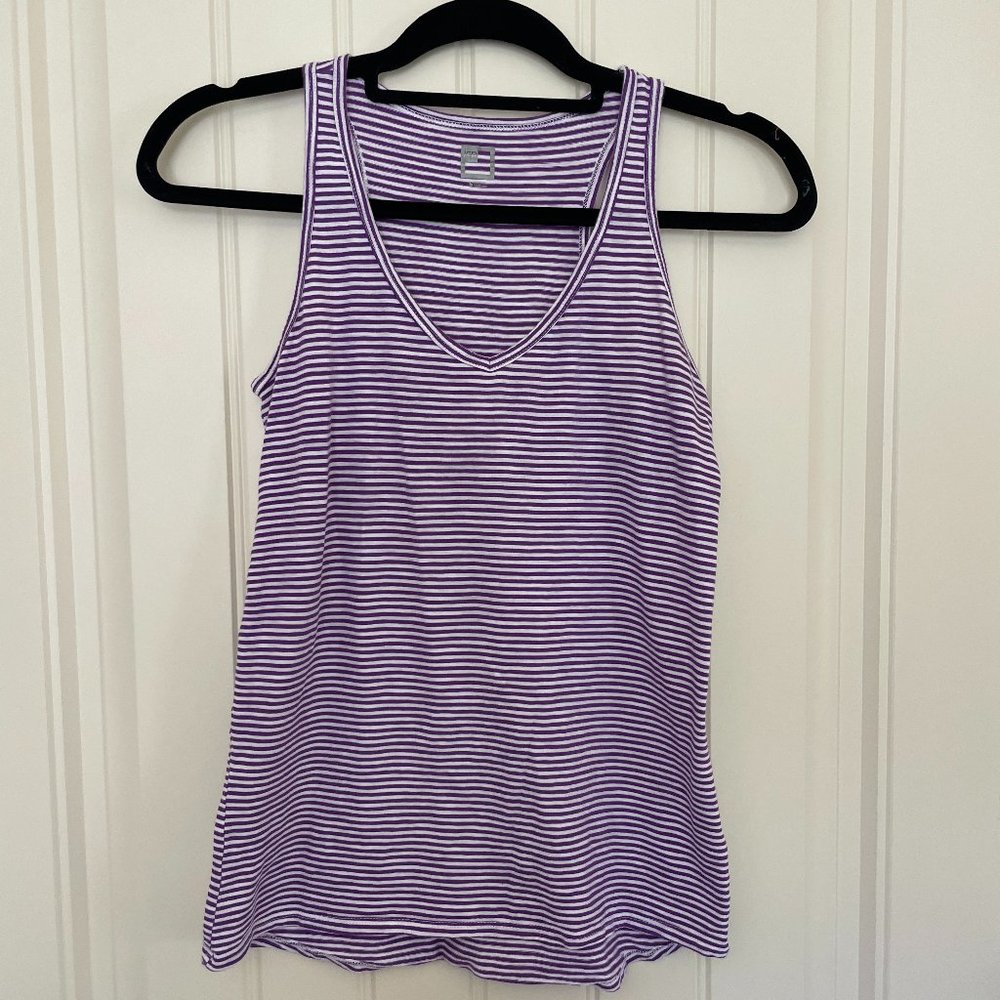 Purple & White Striped Tank Top, Size S, JCP Women's V Neck Racerback
